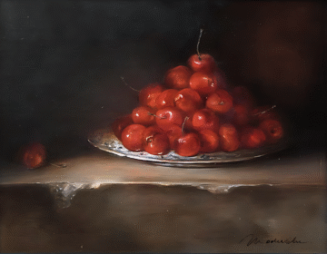 Cherries on Delft Blue Plate